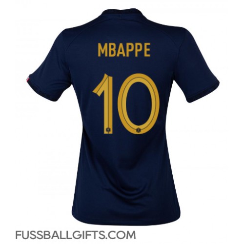 Frankreich Kylian Mbappe #10 Fußballbekleidung Heimtrikot Damen WM 2022 Kurzarm